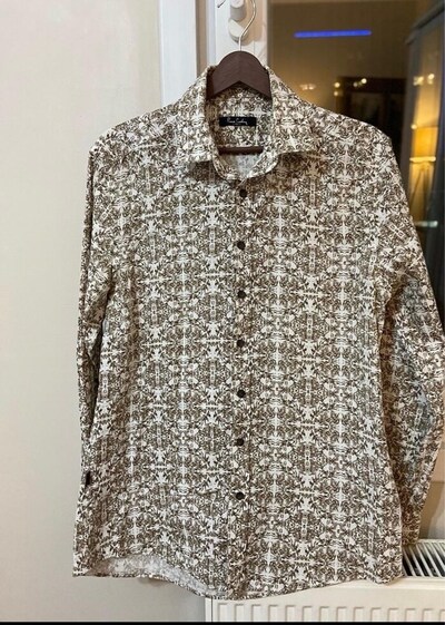 Pierre Cardin Desenli Bej Rengi Erkek Gömlek