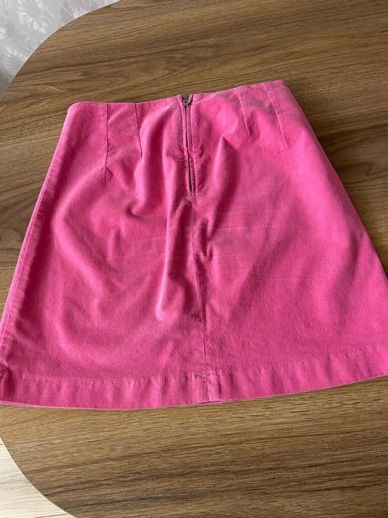 pembe ince kadife mini diz üstü etek - 2
