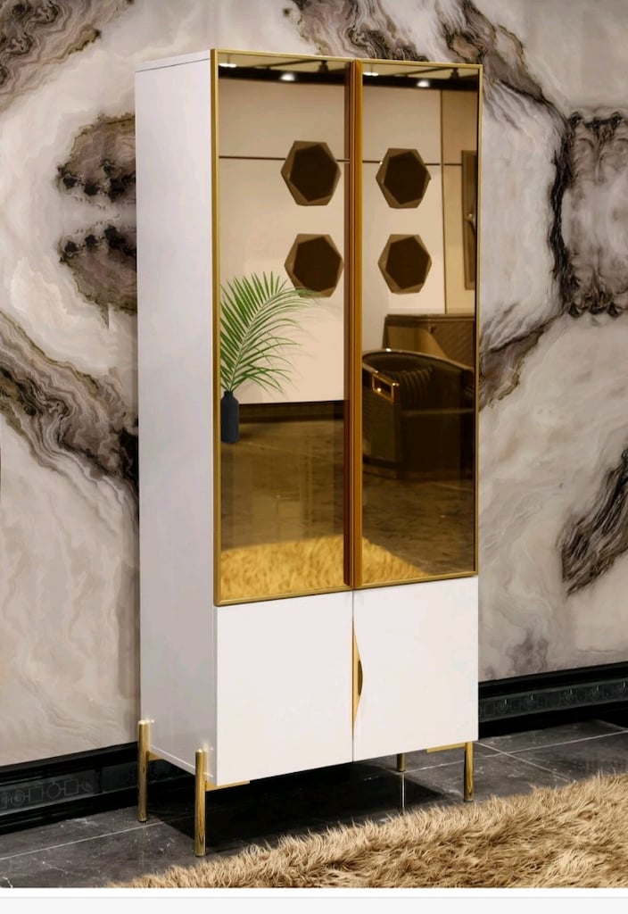 URETICIDEN SIFIR MODERN LEDLİ REFLEKTE AYNALI PORTMANTO VESTİYER beyaz - 10