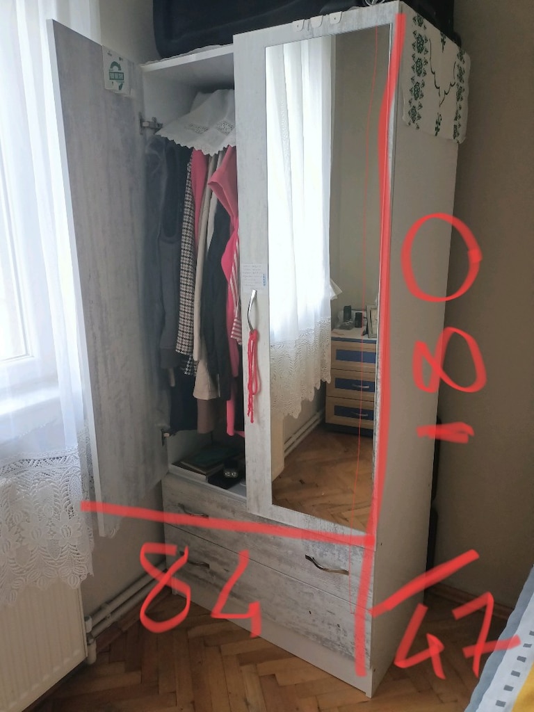2 kapılı 2 çekmeceli gardırop ölçüleri görselde görünüyor - 2