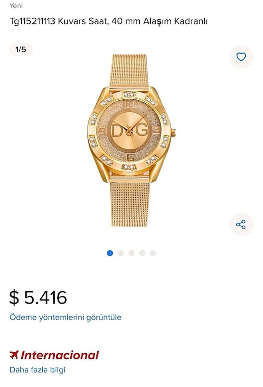 ‼SIFIR/İTHAL/DOLCE&GABBANA,18K Komple Altın Kaplı,Swarovski Taş Detay - 15