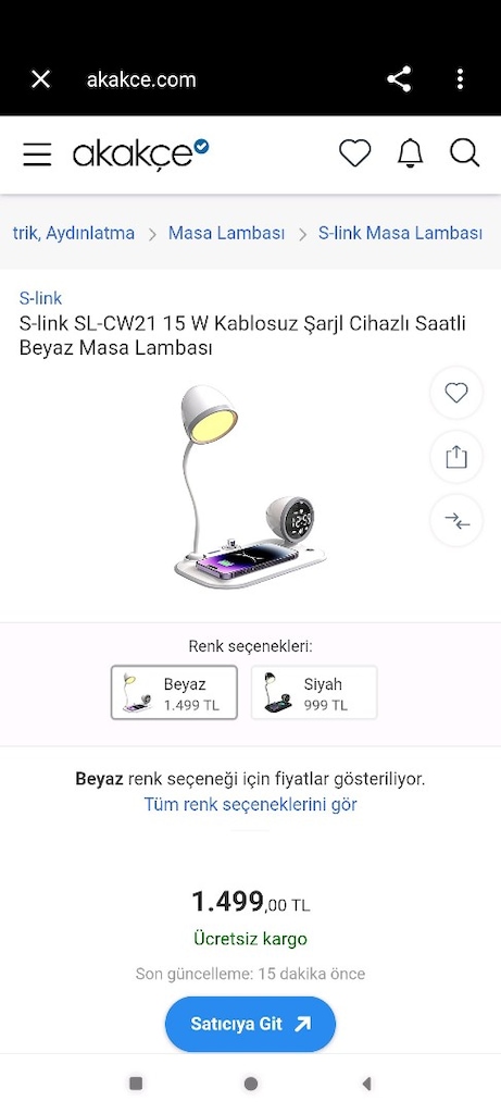 S-link SL-CW21 15 W Kablosuz Şarjl Cihazlı Saatli Beyaz Masa Lambası - 5