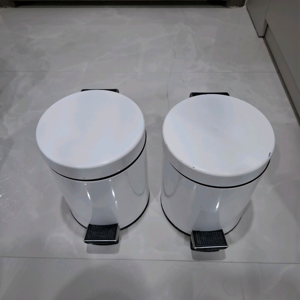 2’li Metal Pedallı Çöp Kovası Seti – Beyaz | Temiz & Kullanışlı - 3