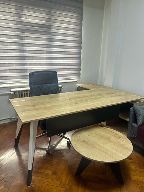 etajerli ofis çalışma masası sehpa ve sandalye birlikte