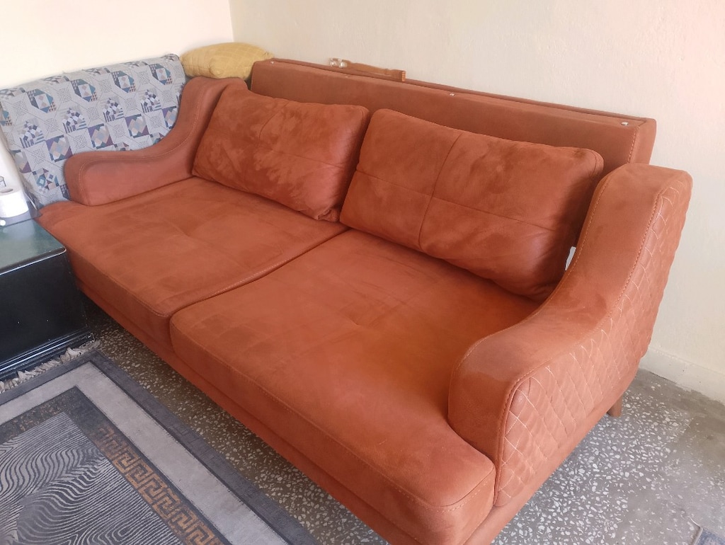 2 ADET NUBUK KUMAŞ KOLTUK SIRTTAN AÇILMALI TEMİZ SAĞLAM - 6