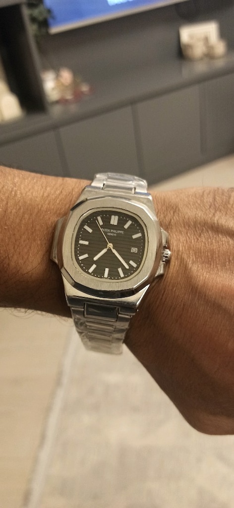 Patek Philippe takvimli pilli çelik kasa kordon kol saati - 3