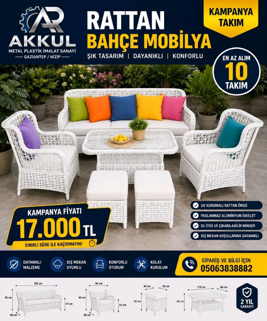 Fabrikadan toptan Rattan Bahçe Balkon mobilya. Gaziantep Nizip Türkiye - 2