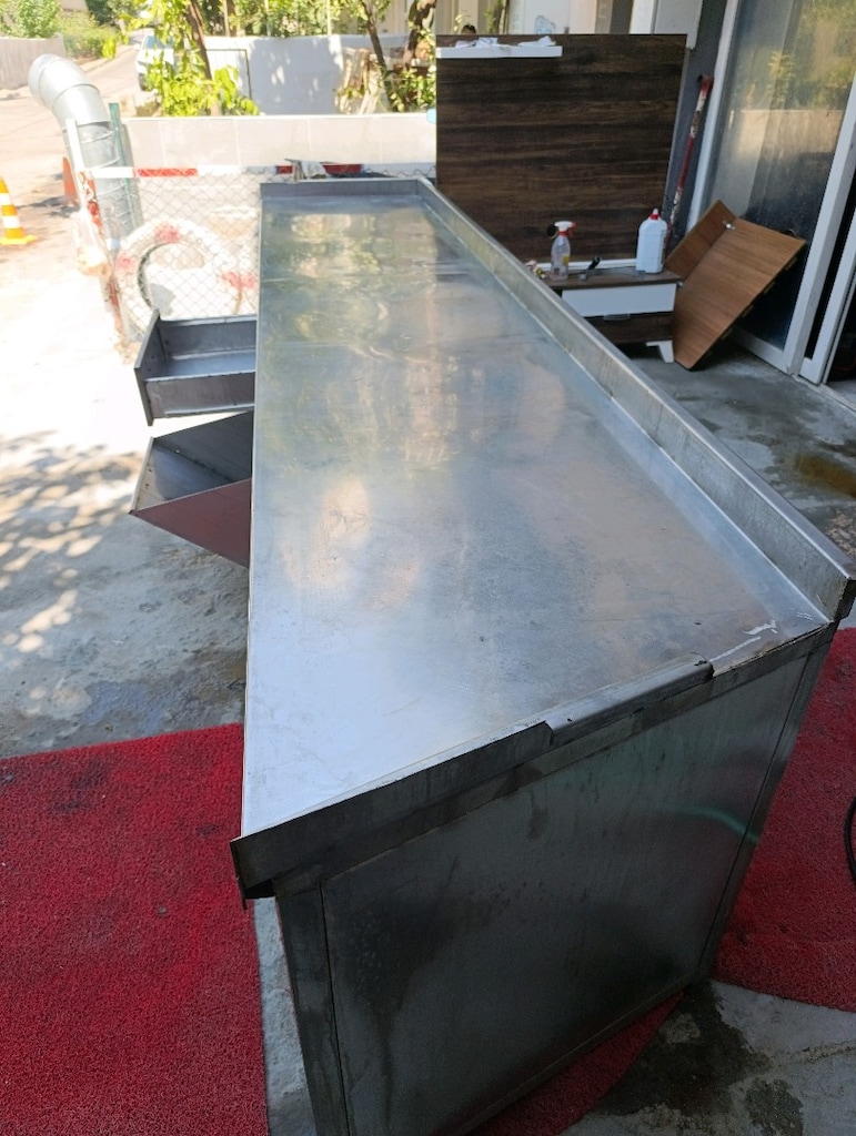 3.5m krom tezgah krom çalışma tezgahı çalışma bankosu raflı kapaklı - 6