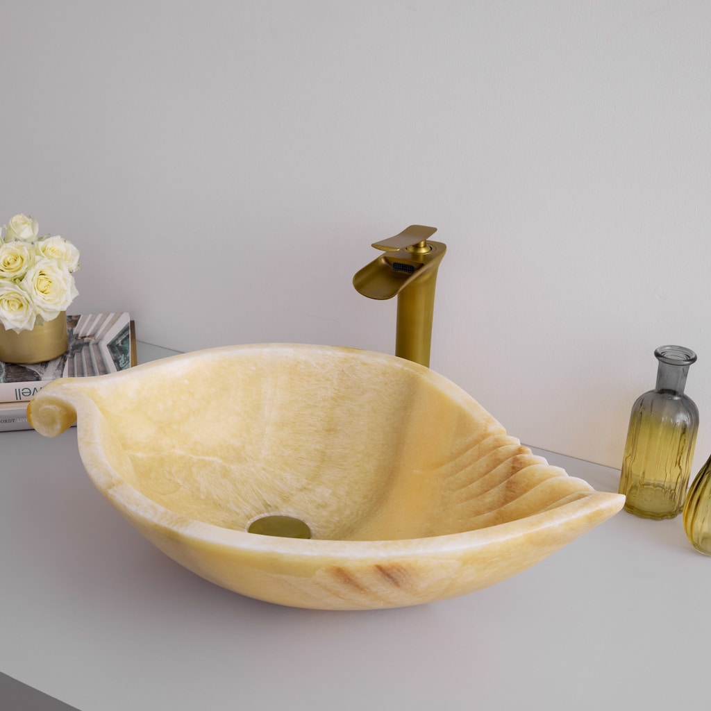 Bal Onyx Yaprak Desenli Lavabo - 2