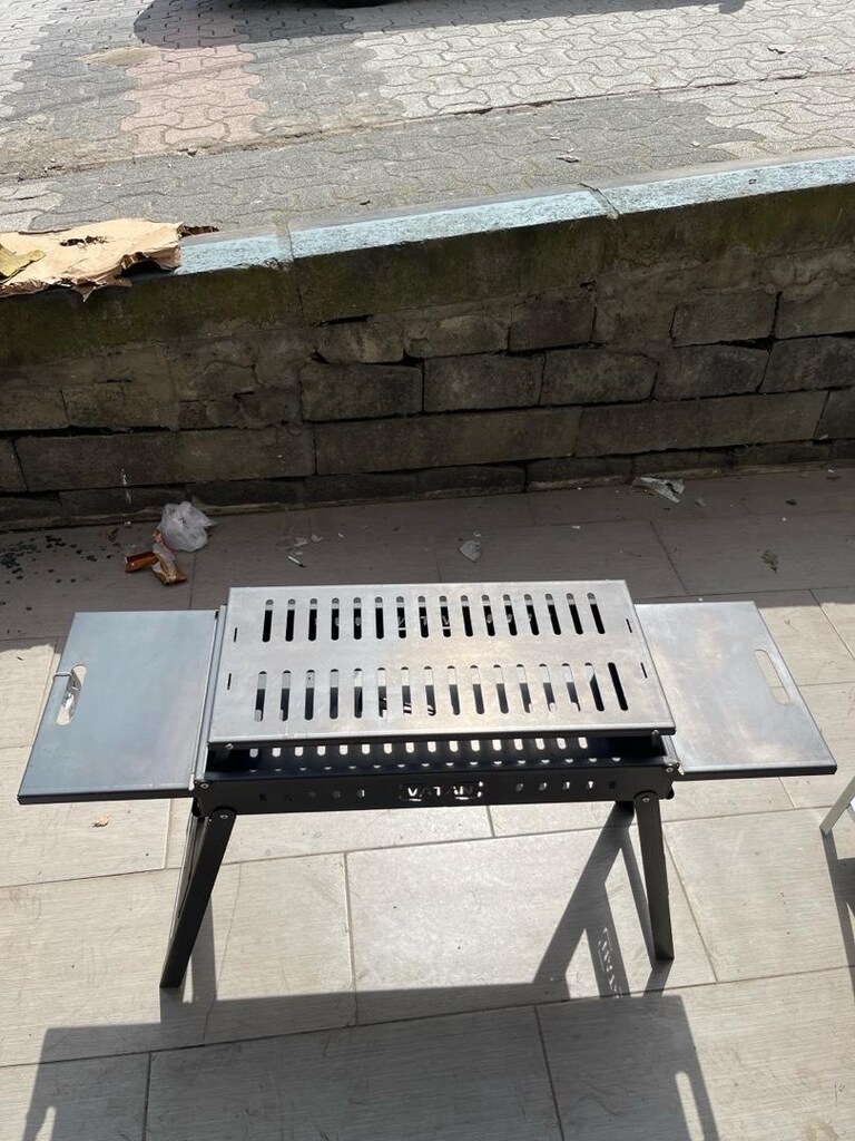 Kalın kara sac dan yapılma katlanır barbekü mangal - 3