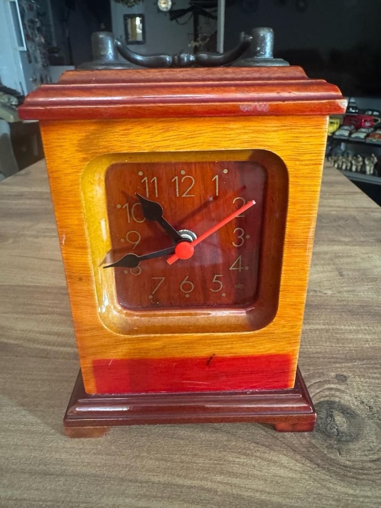 Vintage Ahşap Kuvars Dekoratif Masa Saati Çalışır durumda 18x13 cm - 7
