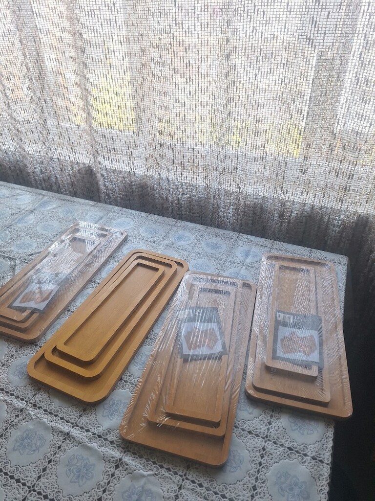 üçlü ahşap servis sunum tepsisi - 13