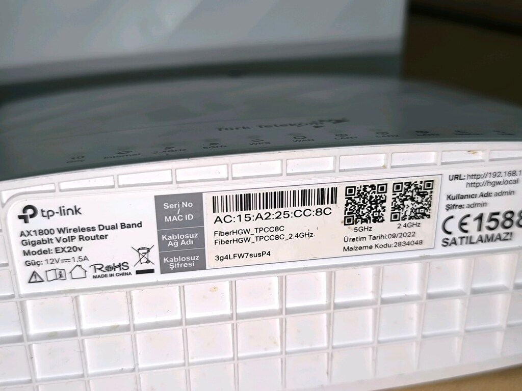 TP LİNK EX20V AX1800 GİGABİT Wİ-Fİ 6 FİBER MODEM - 2