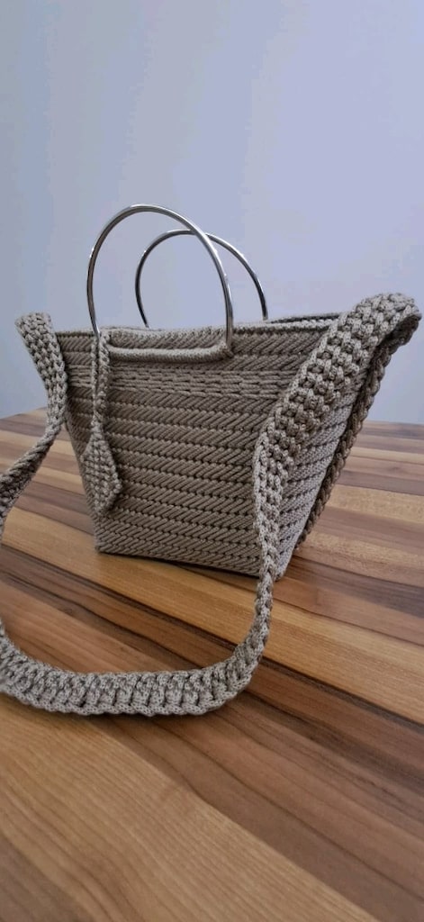 Makrome İp/Canvas Sepet Çanta - 4