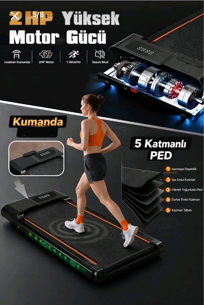 sıfır ayarında katlanabilen bluetoothlu eğim özelliği olan koşu bandı - 3