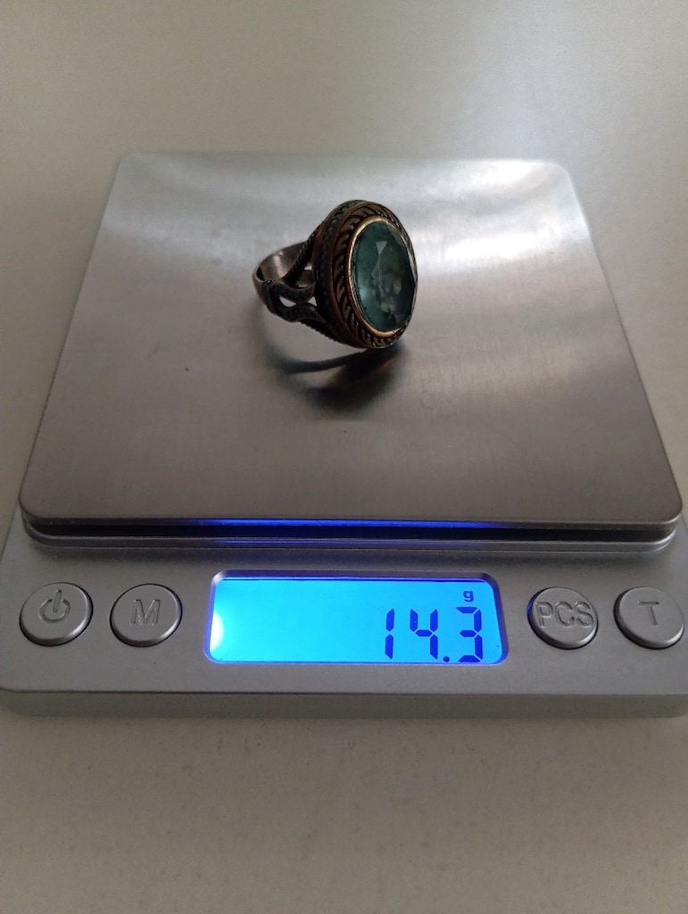 Paraiba taşlı 925 ayar gümüş yüzük - 7