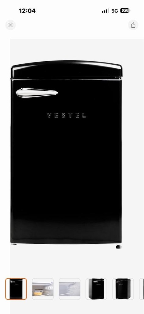 Vestel Retro Mini Buzdolabı 122 Lt Siyah SB14411 Statik Enerji Sınıfı