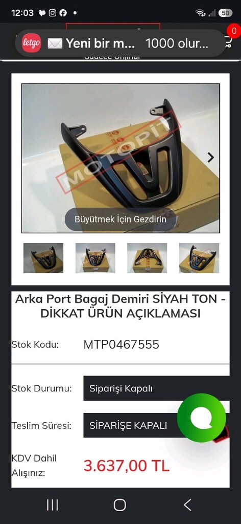motorsiklet arka port bagaj - 6