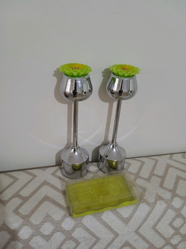 MUMLARIYLA BİRLİKTE 30 SANTİM BOYUNDA 2 ADET SIFIR METAL ŞAMDAN&MUMLUK - 2