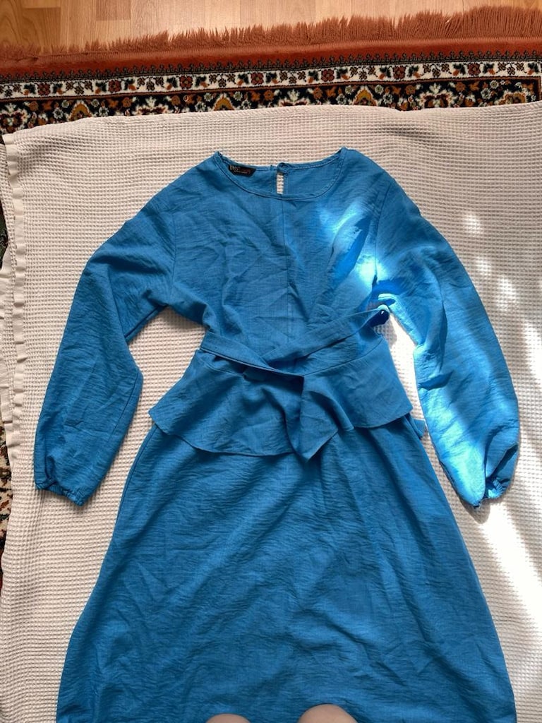 Mavi Uzun Etekli Tesettür Takım - 4