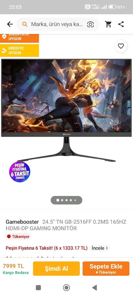 24.5 inc 165 HZ GAMİNG MONİTOR. SİFİRDAN FARKSİZ. GARANTİLİ. TAKASLİ - 2