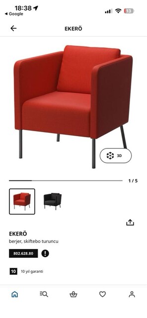 IKEA EKERÖ BERJER TEKLİ KOLTUK (Skiftebo Turuncu)