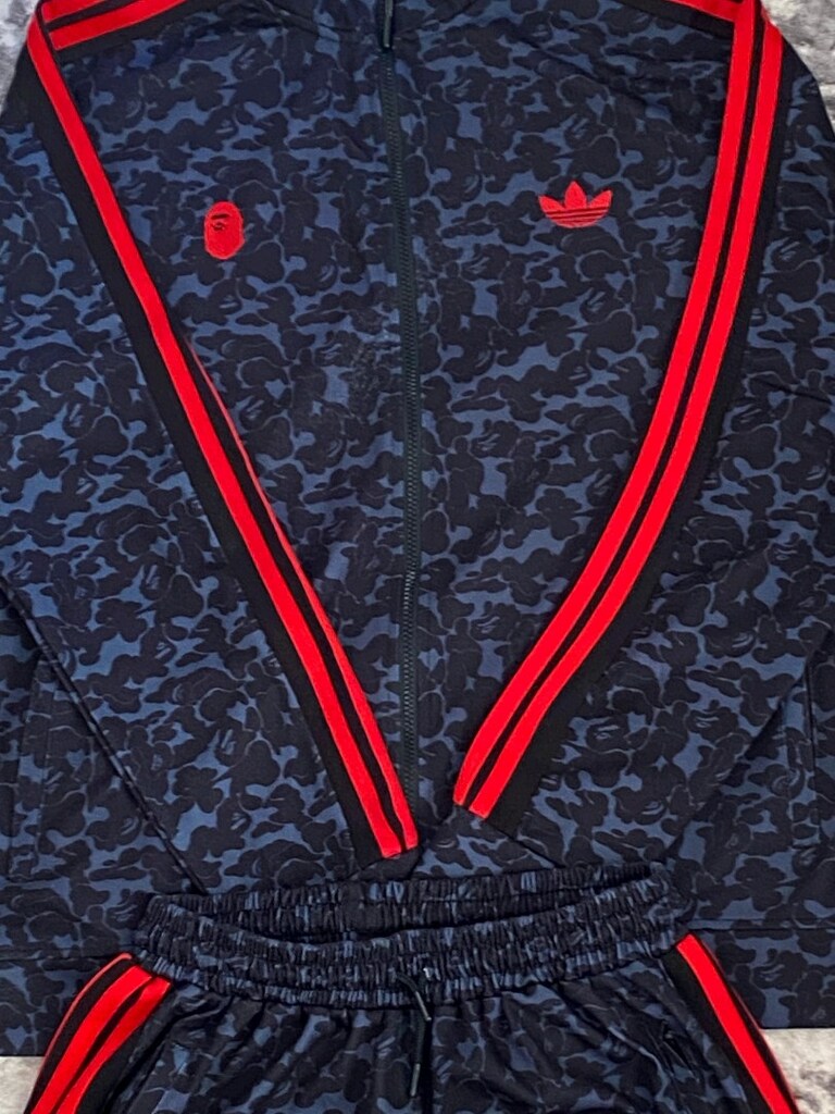 Adidas x BAPE Kamuflaj Desenli Kırmızı Detaylı Eşofman Takımı - 7