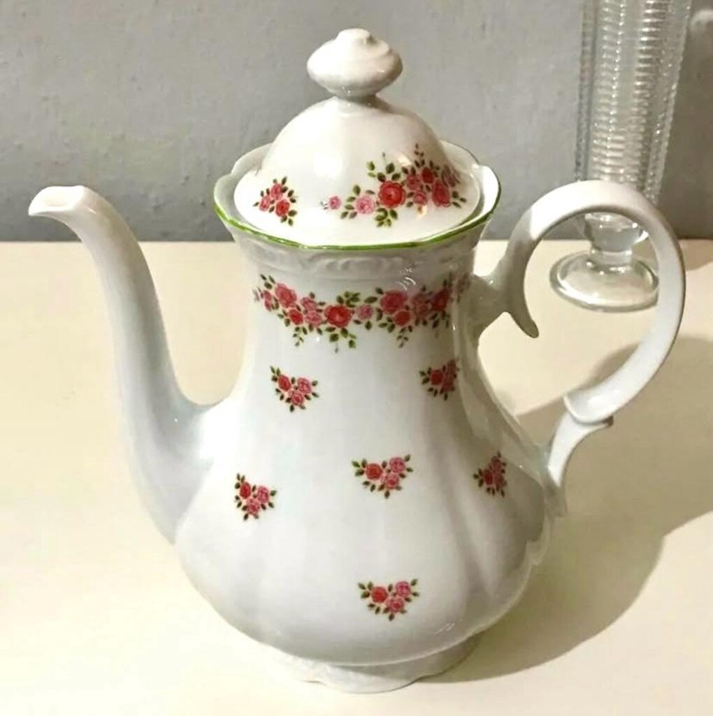 Alman Bavaria Antika El Boyama Porselen Çay Potu & BÜYÜK BOY - 4