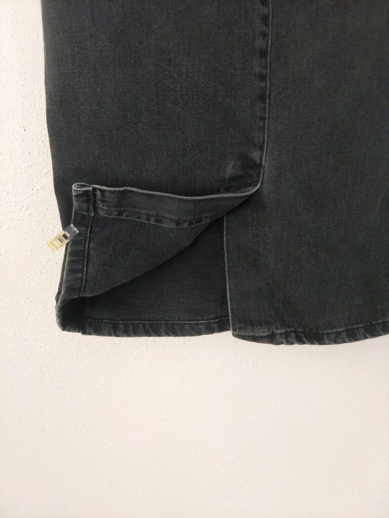 Önü çıtçıt düğmeli cepli Jean etek - 4