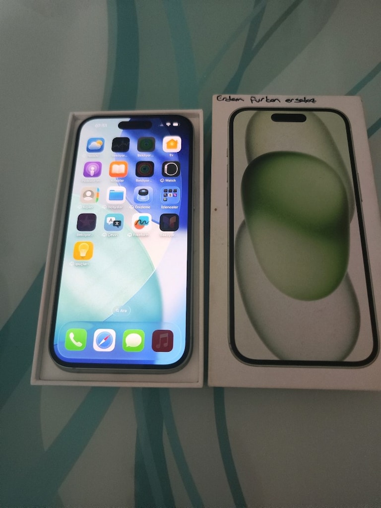 KARTA TAKSİT TR CİHAZİ İPHONE 15 128 GB PİL 86 KUTU VE ŞARJ ALETİ MEVC - 2