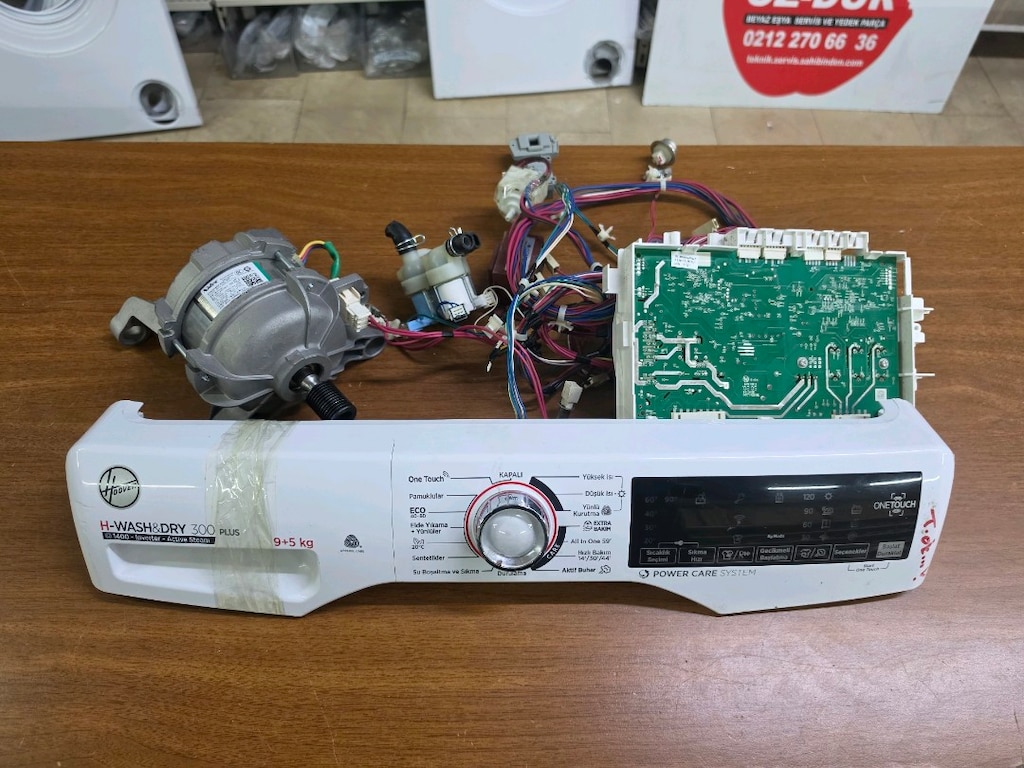 Hoover Kurutmalı Çamaşır Makinesi Ön Panel Kart ve Motor Seti (H3DS495 - 6