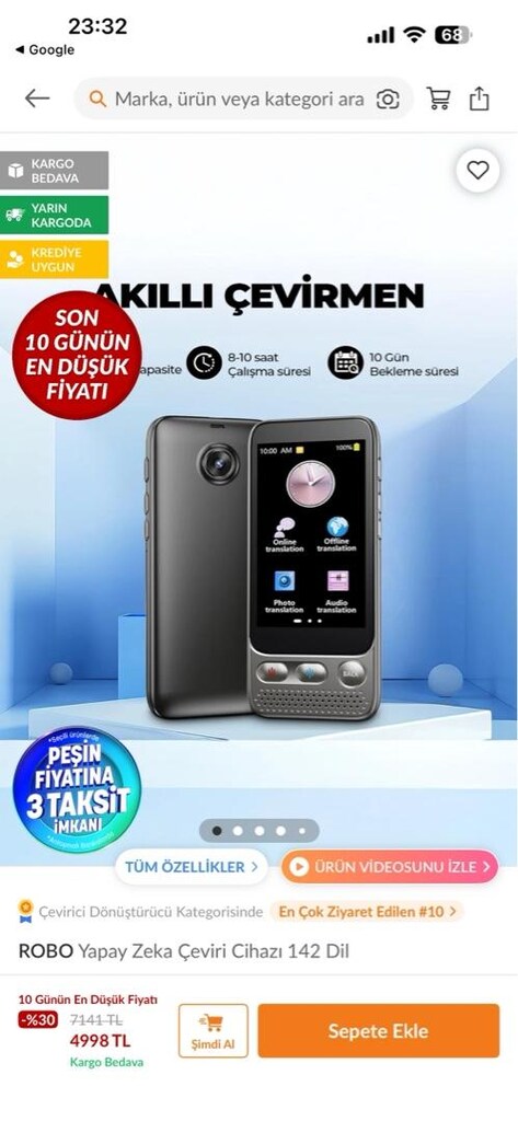 ROBO Yapay Zeka Çeviri Cihazı {142 DİLDE ÇEVİRİ} - 2