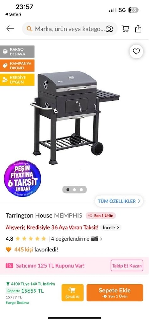 Tarrington House Memphis Büyük Boy Barbekü(Sıfır kapalı kutu) - 4