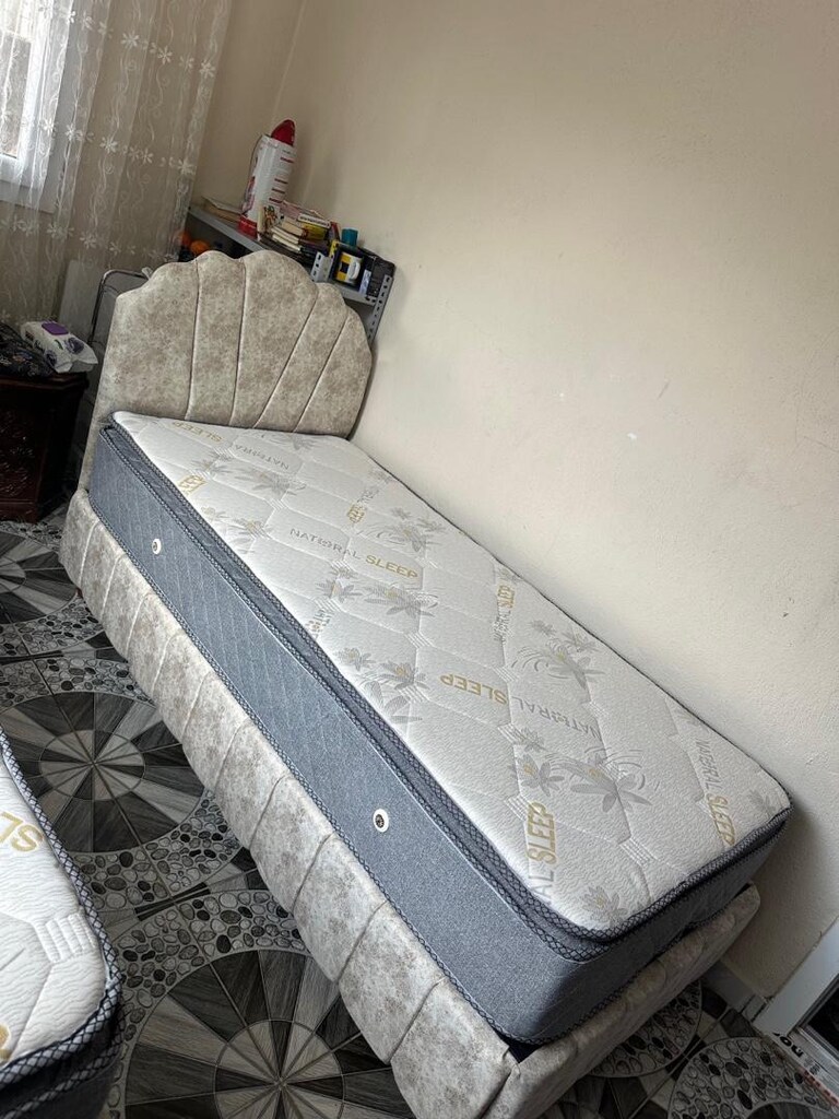 ultra lüks tek kişilik 90 × 190 baza başlık gerçek Petli yatak sıfır - 4