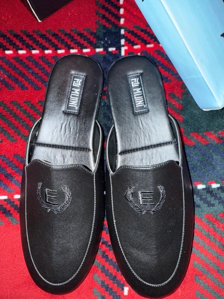Siyah erkek ev çeyiz ve damat terliği - 3