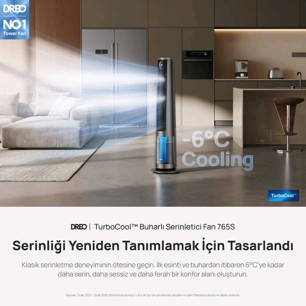 DREO 765S Nemli Hava Soğutucu (Kule Tipi Vantilatör) - 3