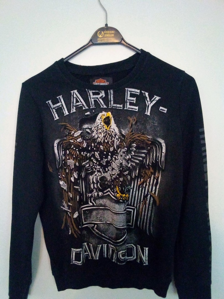 Harley Davidson kalın siyah t-shirt orijinal kartal işlemeli.L M — görsel 3/6