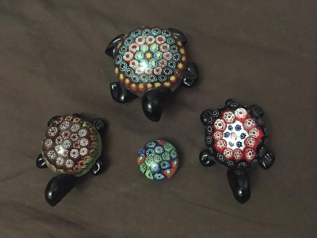 4 parça Murano millefiori cam kaplumbağa objeler - 2