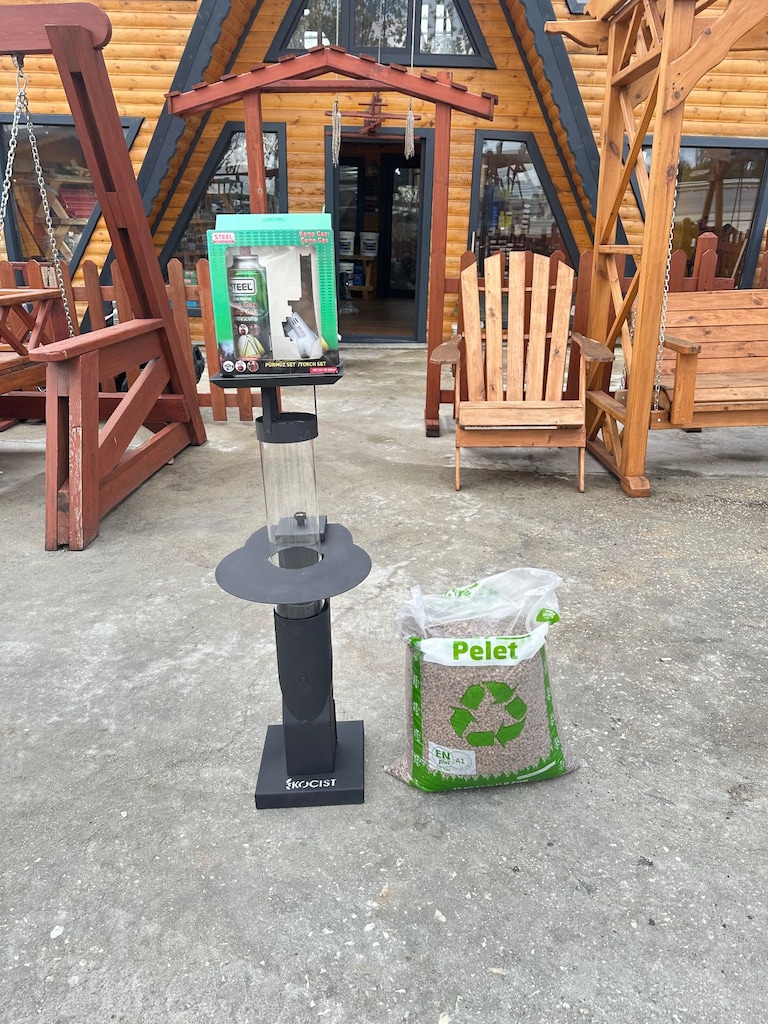 KÜÇÜK BOY TEPSİLİ PELET SOBA + PELET YAKIT (15 KG) + PÜRMÜZ - 11