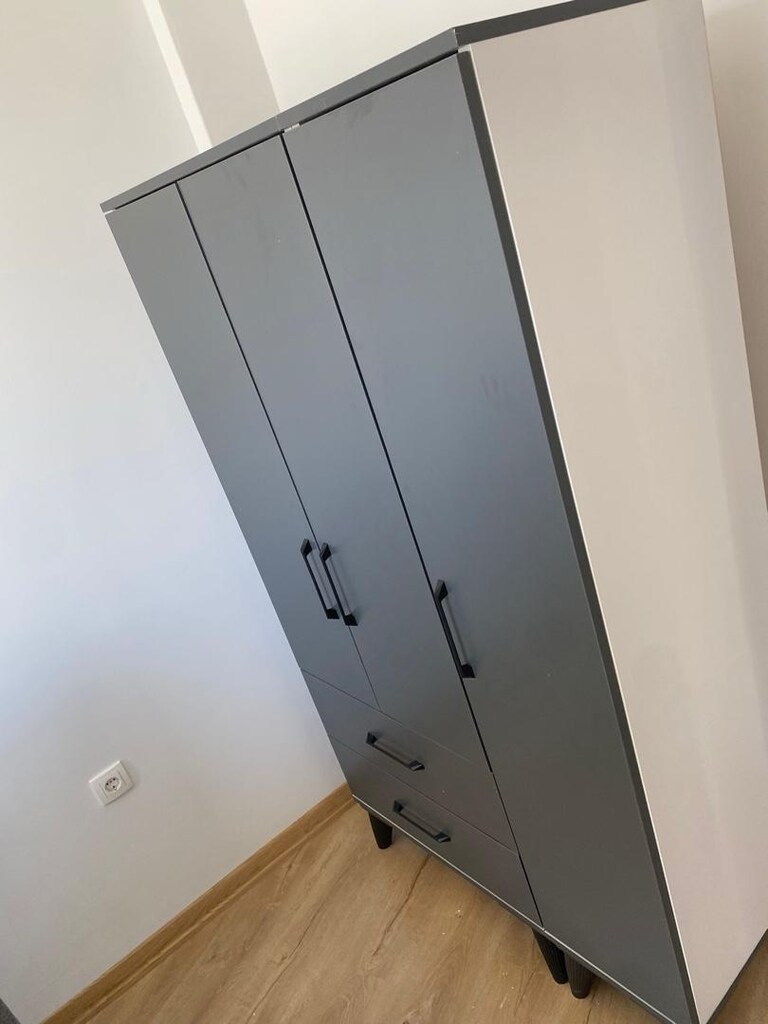 Sıfır üründür üç kapılı antrasit gardolap elbise dolabı - 3
