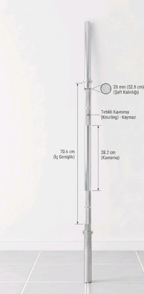 Decathlon Domyos 120 cm içi dolu krom Halter Barı, kompakt tasarımı - 4