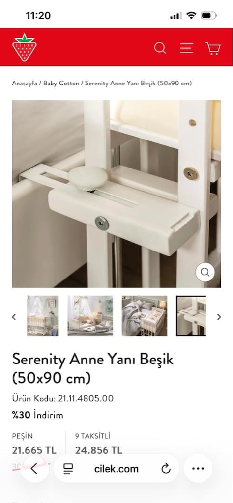 çilek mobilya sallanan anne yanı beşiği - 4