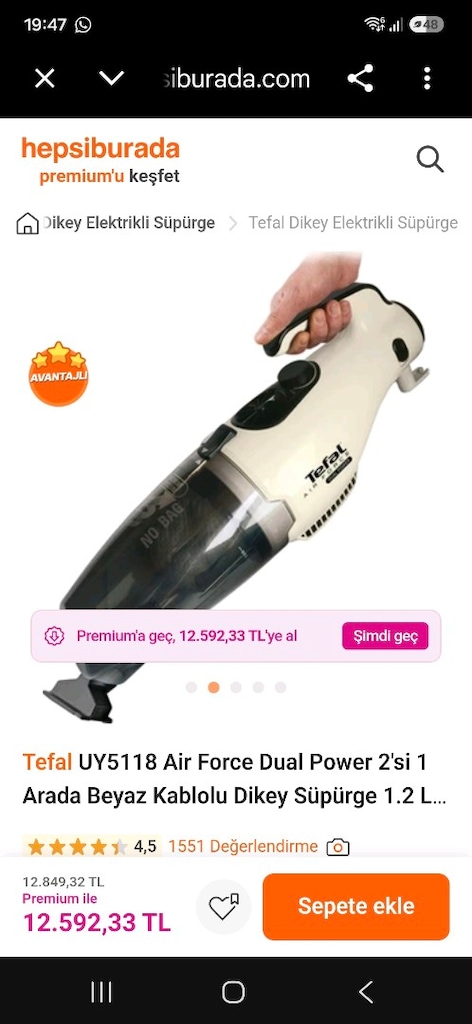 elektrikli kablolu tefal süpürge - 5