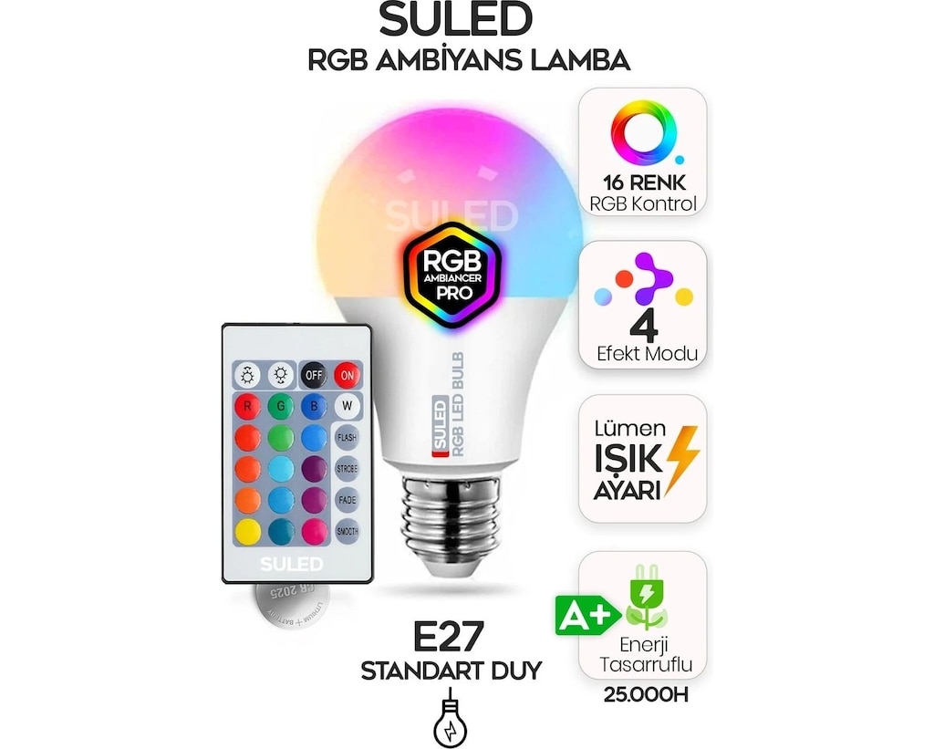 4 ADET Suled Rgb Led Kumandalı Lamba - 4