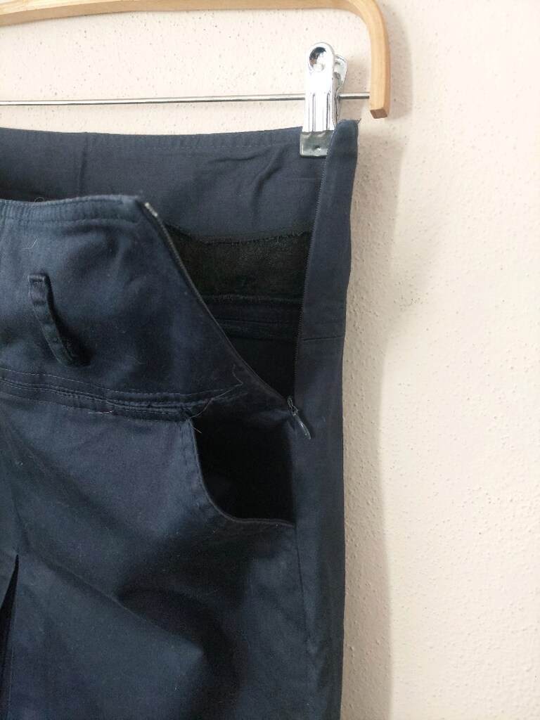 Lacivert ters pileli cepli midi etek - 4