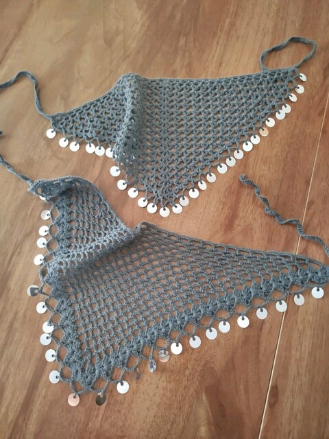 Gümüş Pullu Bandana& Fular &Kemer