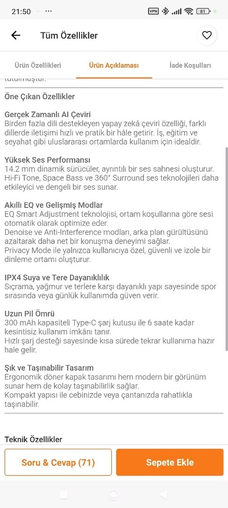 kulaklık dil ceviren sıfır garantili - 8