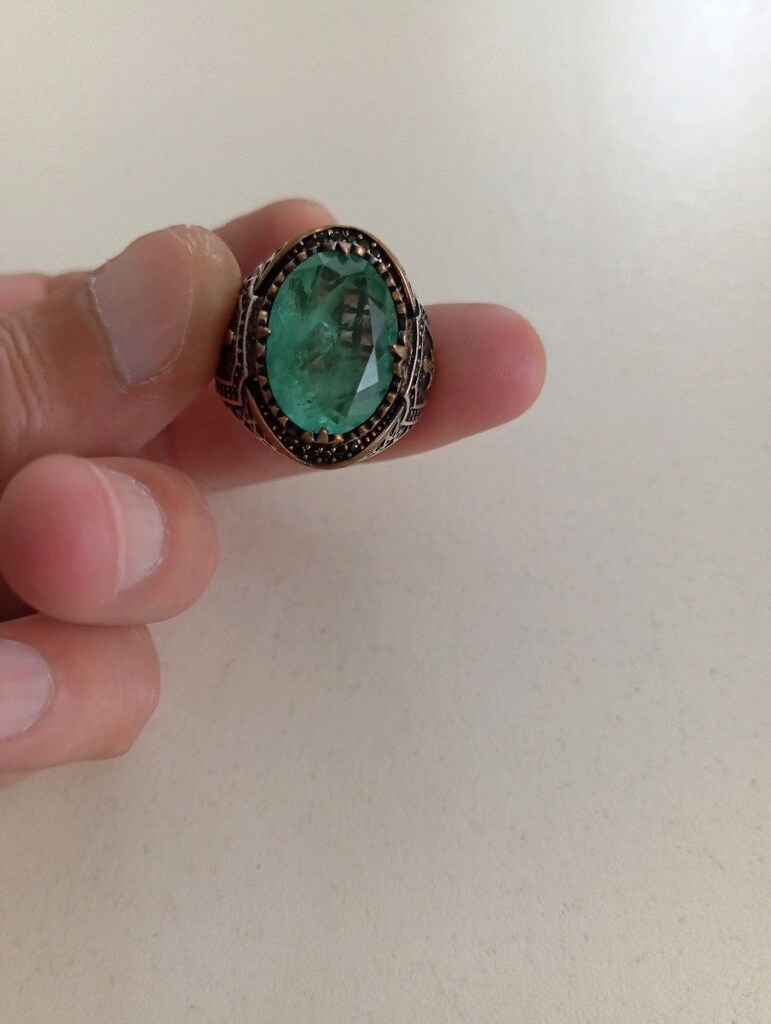 Paraiba taşlı 925 ayar gümüş yüzük - 3
