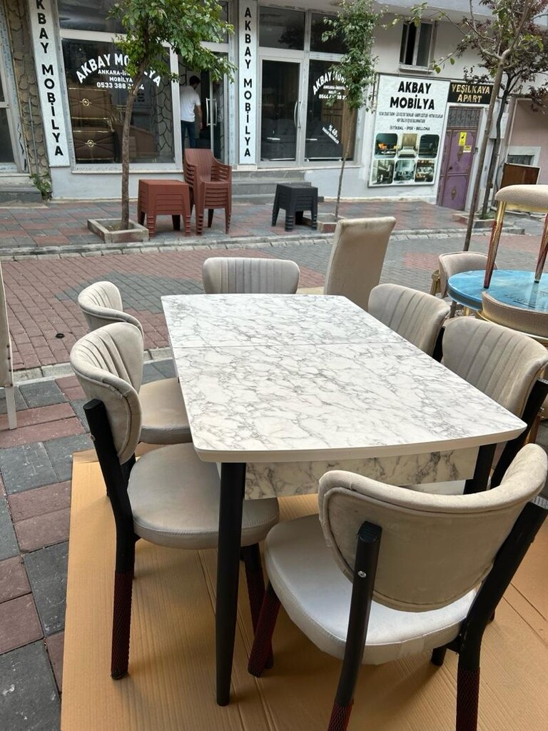 mutfak masası 6 kişilik açılabilir sıfır ürün beybifayce kumaş mdf - 2