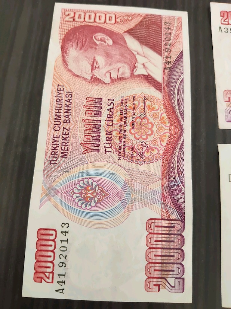 7.Emisyon 20.000 TL Banknot Lotu (3 Adet - A Serisi ve Çil Dahil) - 6